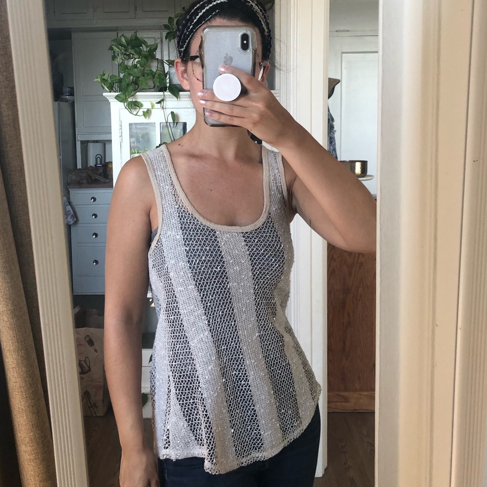 Cream woven tank